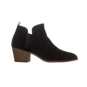 Myrrah Faux Suede Pointed Toe Black Booties